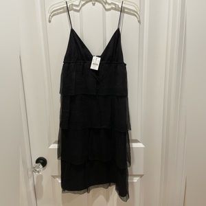 J. Crew v-neck black tiered dress